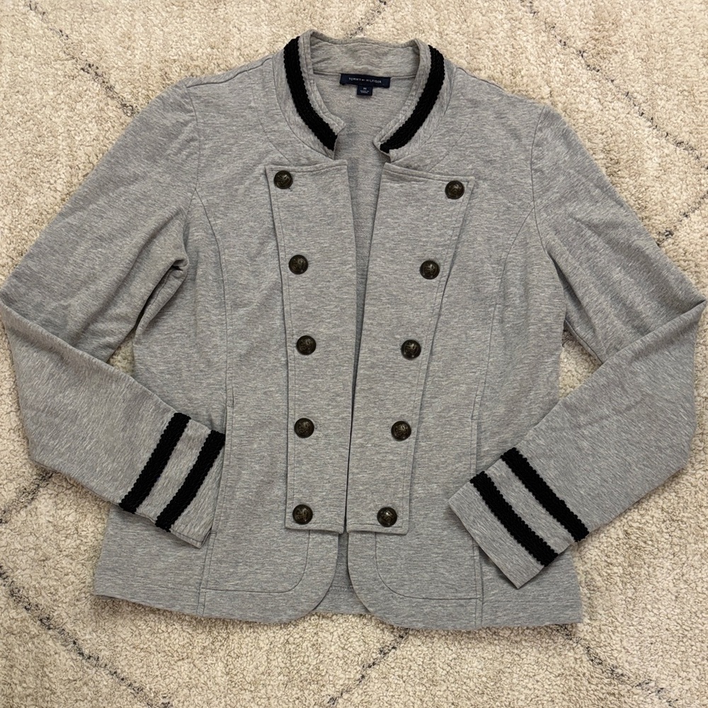 Tommy Hilfiger Gray Varsity Jacket with Black Accents